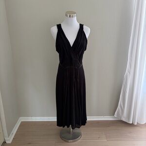 Theory Sleeveless V-neck Little Black Dress Midi Length